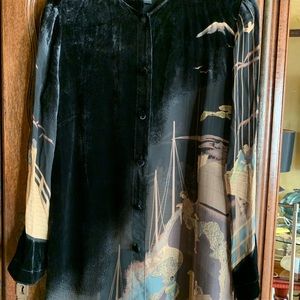 Citron velvet and silk blouse